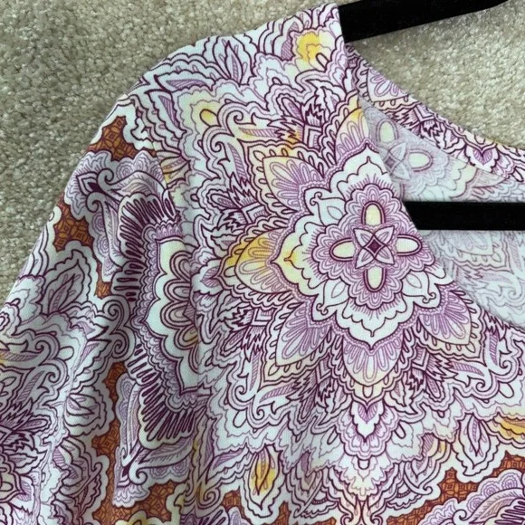 J. JILL Tunic Women's Large Tall Luxe Supima A-Line 3/4 Sleeve Medallion Boho - Picture 3 of 7